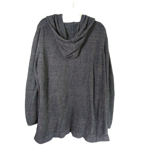 Barefoot Dreams Sweater Womens 2X Blue Gray Cozychic Lite Cardigan Pockets Hood - Picture 4 of 6